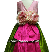 Bubblegum Pink and  Hot Pink silk Flower Girl Dresses