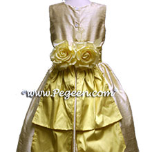 buttercreme flower girl dresses with lemonade yellow sash