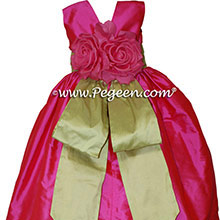 Cerise Hot Pink and Citrus Green flower girl dress style 383 by Pegeen