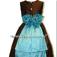 chocolate brown and tiffany blue flower girl dresses