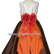 chocolate and mango orange flower girl dresses
