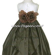 Style 383 New Ivory and chocolate brown Flower Girl Dresses