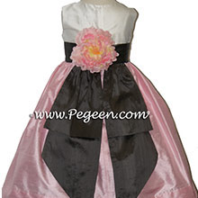 hibiscus pink and pewter flower girl dresses