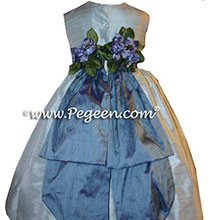 steele blue and hydrangea CUSTOM FLOWER GIRL DRESSES