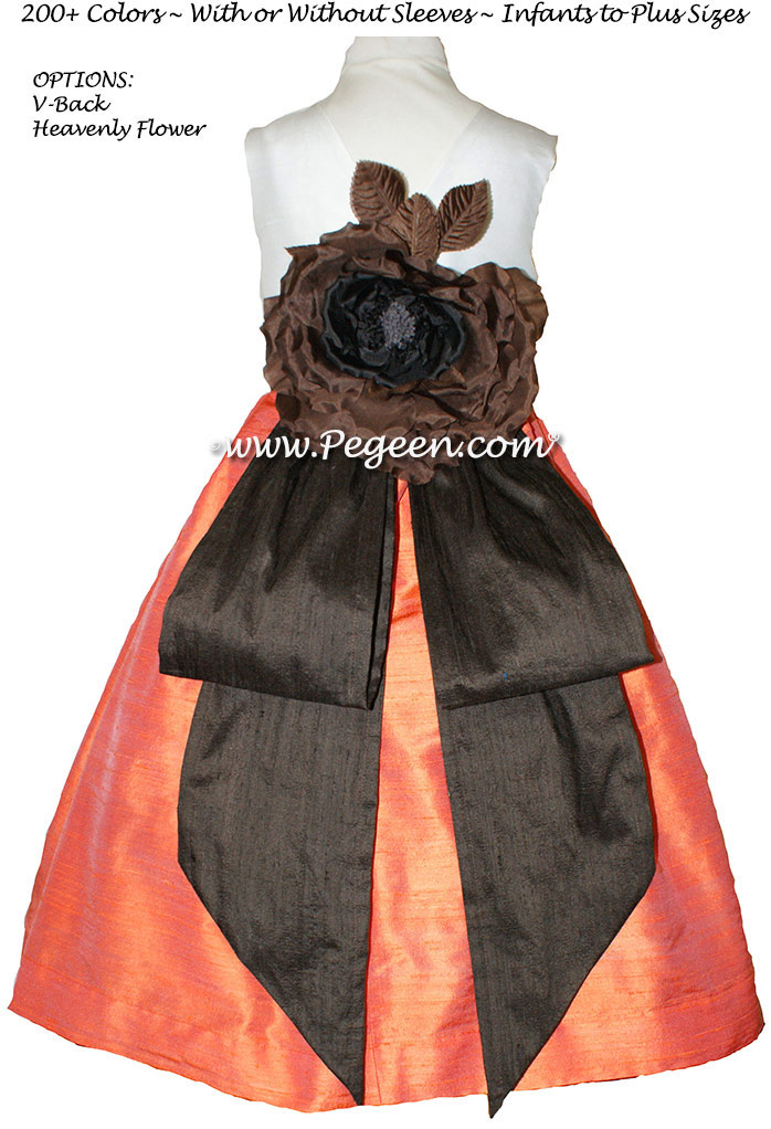 Flower Girl Dresses in Orange and Chocolate Brown - Classic Style 383