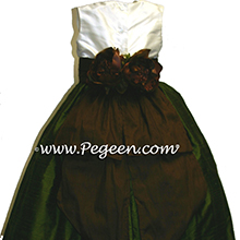Olvie and chocolate brown flower girl dresses