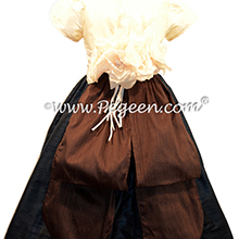 Pewter Gray and Chocolate brown Silk flower girl dresses Style 383 by Pegeen