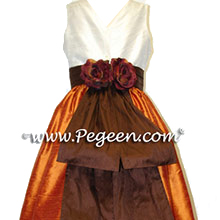 flower girl dress with chocolate brown flowers
