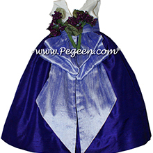 Royal Purple and Lilac Silk Flower Girl Dresses Style 383 from Pegeen with V Back and flowers