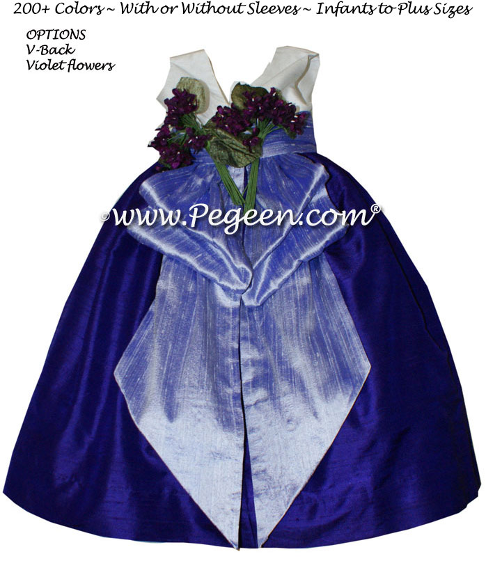 Royal purple and Lilac flower girl dresses by Pegeen