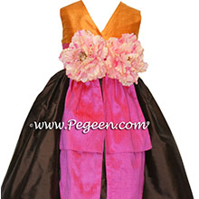 ORANGE, CHOCOLATE AND HOT PINK Flower girl dresses 