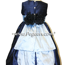 navy and denim blue flower girl dresses