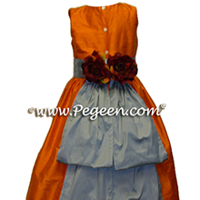 tangerine and powder blue flower girl dresses