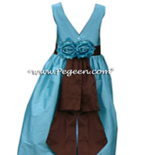 tiffany blue and chocolate brown flower girl dresses