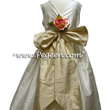 Gold Gingham Check flower girl dresses