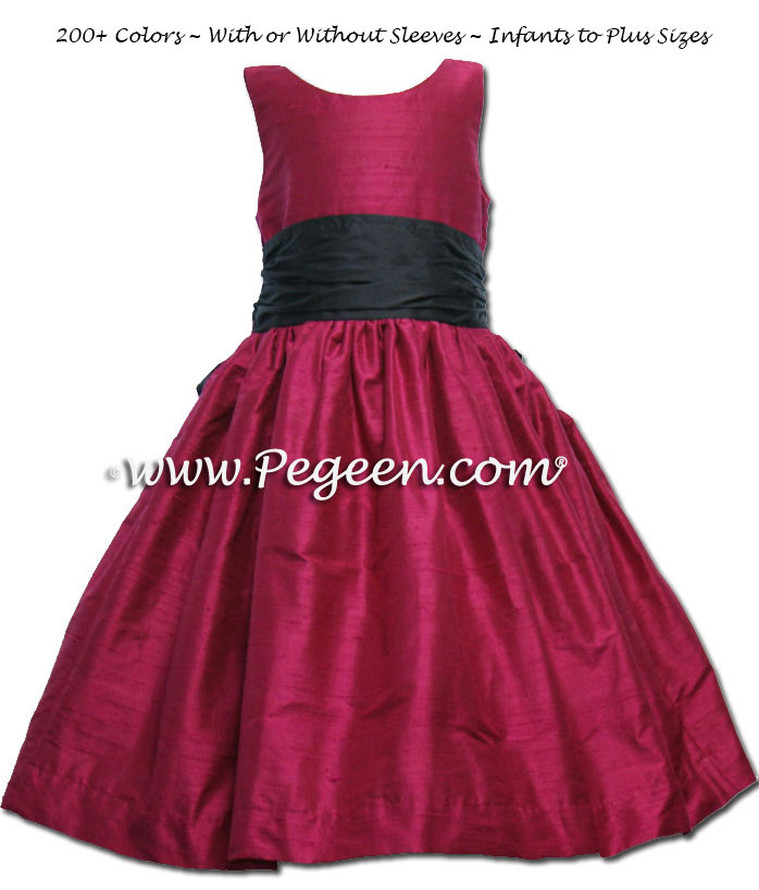 Jr. Bridesmaid Dress in Beauty (Cabernet Red) and Navy | Pegeen