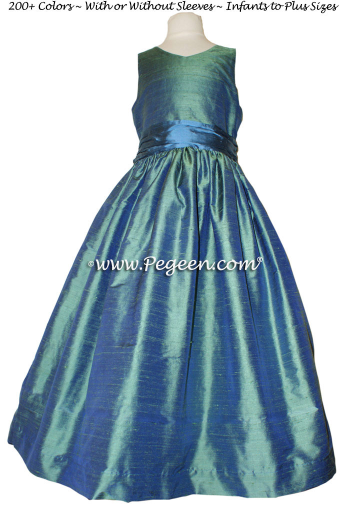 Storm Blue with Blue Spruce Jr. Bridesmaids Dress Style 388