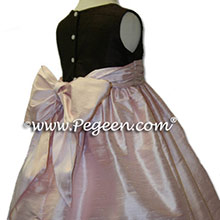 chocolate brown and pink flower girl dresses