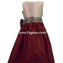 BURGUNDY, PEWTER, AND SILVER JUNIOR BRIDESMAIDS DRESSES STYLE 388 BY PEGEEN