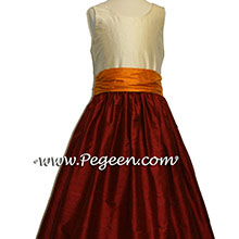 CRANBERRY and  TANGERINE and  BUTTERCREME  FLOWER GIRL DRESSES