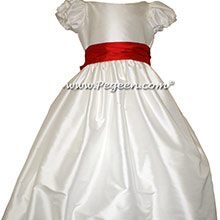 Antique White AND CHRISTMAS RED JR. BRIDESMAID DRESS STYLE 388 BY PEGEEN