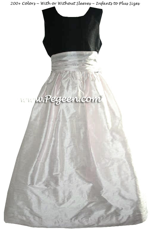 Black and Blush Pink for an Elegant Custom Silk Flower Girl Dresses Style 388