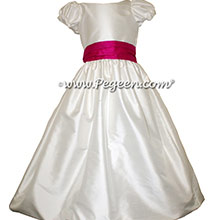 RASPBERRY PINK AND Antique White AND RASPBERRY PINK JR. BRIDESMAID DRESS STYLE 388 BY PEGEEN
