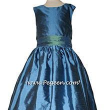 Storm Blue and Blue Spruce flower girl dresses Style 388