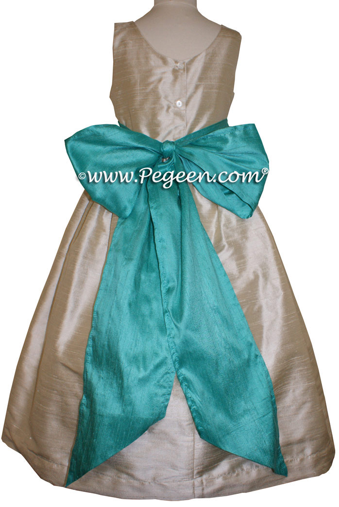 Toffee and Paradise (Aqua) flower girl dresses