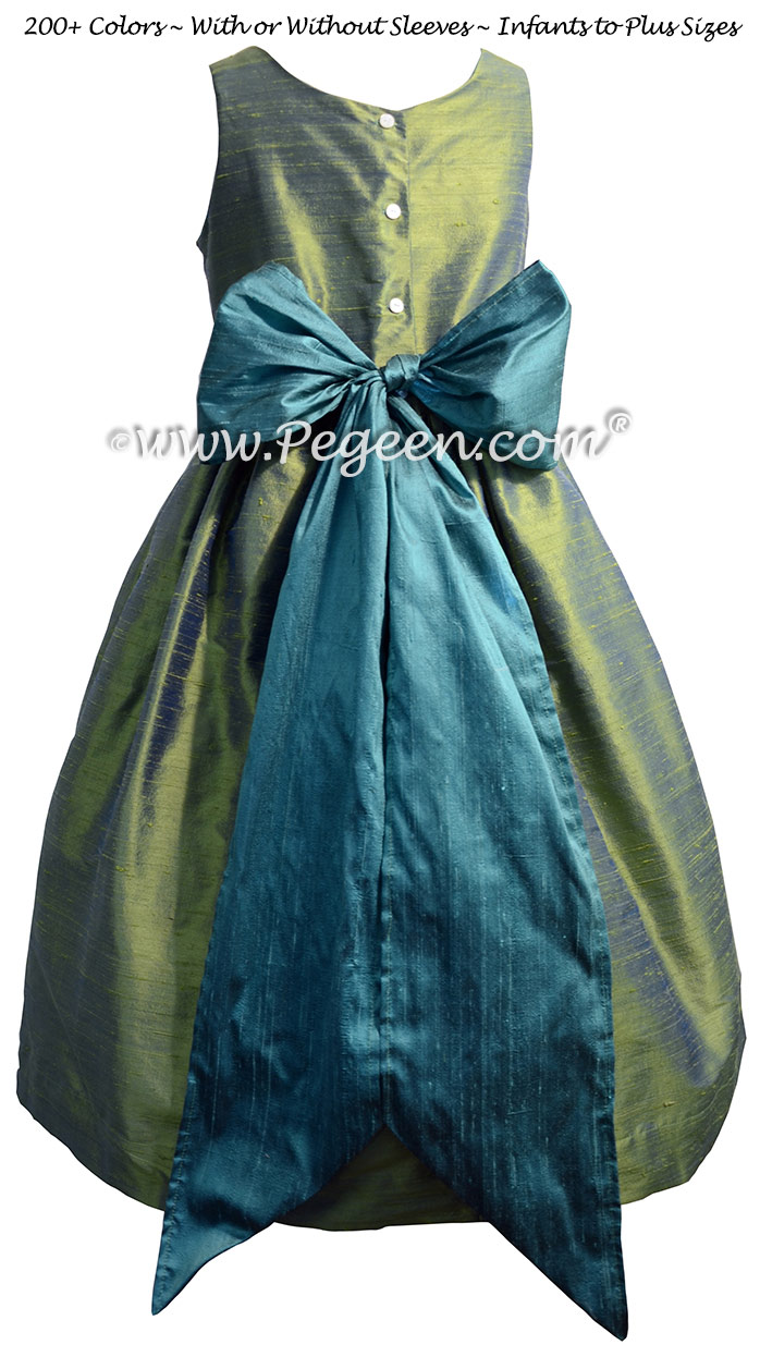 Winter Green and Juniper Silk Jr Bridesmaids Dresses Style 388
