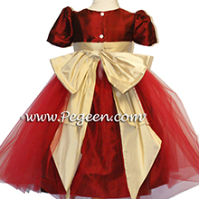 CLARET AND PURE GOLD flower girl dresses