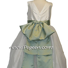 Jim Hjelm Matching FLOWER GIRL DRESSES IN CELADON AND NEW IVORY
