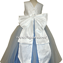 FLOWER GIRL DRESSES in Blue Moon and Antique White