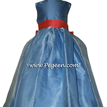 Flower Girl Dresses in Blue Moon and Salmon Flame