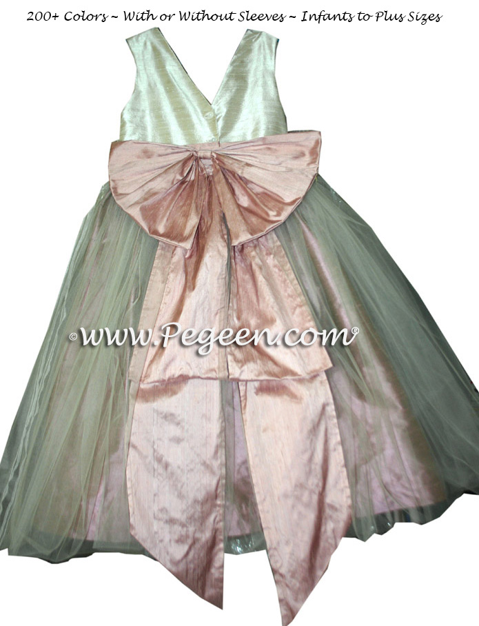 Peach and Bisque Flower Girl Dresses Style 394