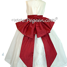 Flower Girl Dresses in New Ivory and Cranberry with Cinderella bow