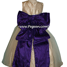 Gold and Puurple silk -flower girl dresses
