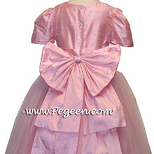 HIBISCUS PINK Silk Flower Girl Dresses with tulle