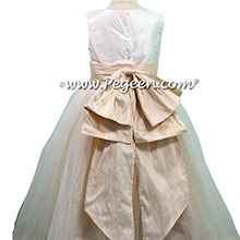 New Ivory and Toffee Custom Silk Flower Girl Dresses - Style 394