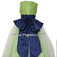 Flower Girl Dresses IN JASMINE GREEN TULLE AND NAVY BY PEGEEN