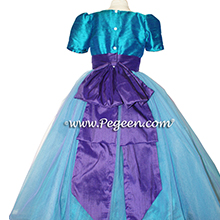 Peacock blue and royal purple tulle flower girl dress