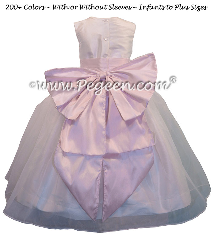 Petal Pink and Antique White Organza Flower Girl Dresses