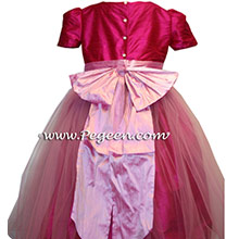 Magenta, Poppy Red and tulle flower girl dresses