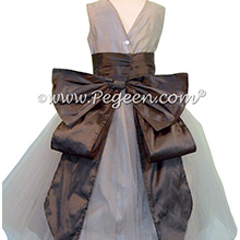 Medium Gray and Pewter Silk Flower Girl Dresses - PEGEEN