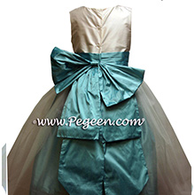 Tiffany Blue and New Ivory Silk Flower Girl Dresses - PEGEEN