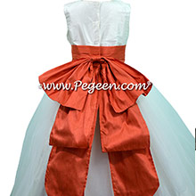 New ivory and Tomato Flower Girl Dress style 394