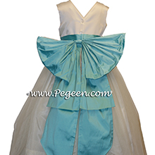 TIFFANY BLUE AND IVORY TULLE FLOWER GIRL DRESSES