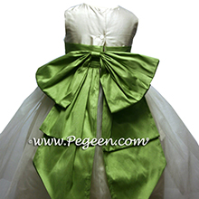vine green and ivory tulle flower girl dresses