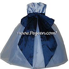 394 Wisteria and navy tulle and silk flower girl dress style 394
