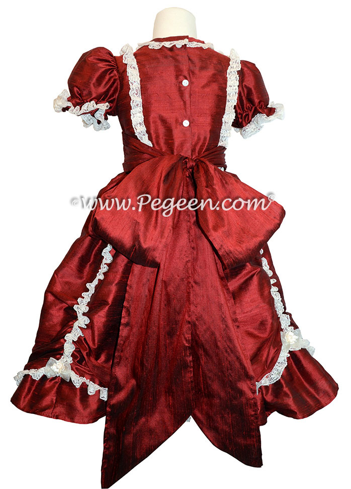 Claret silk victorian style CUSTOM FLOWER GIRL DRESSES